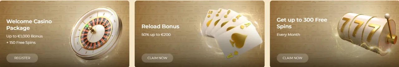 Casino bonus offer banner with gift boxes